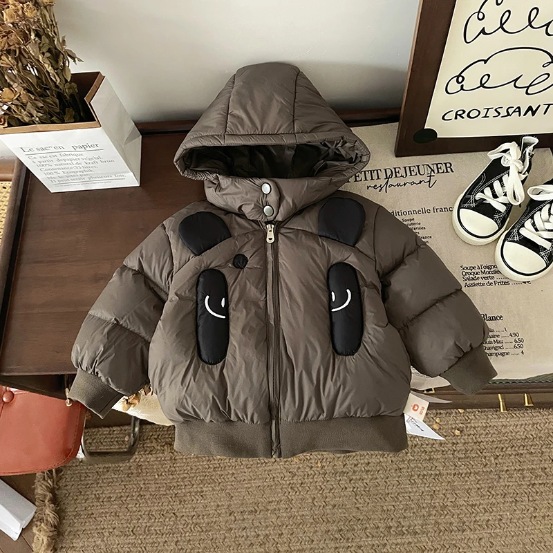 【断码清仓】DW247624冬季新款儿童羽绒服男童连帽保暖90白鸭绒外套