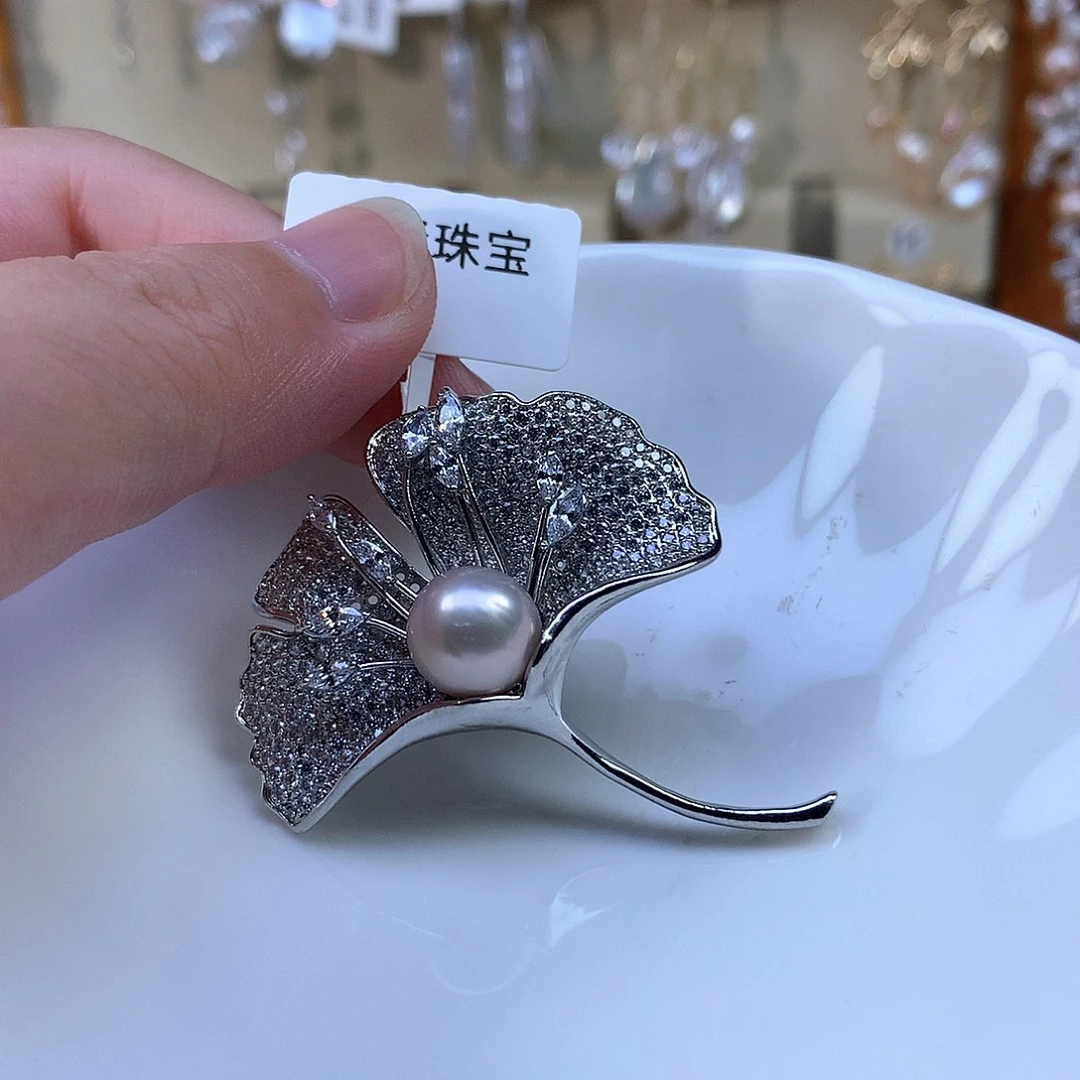 淡水珍珠耳饰合金福利胸针127