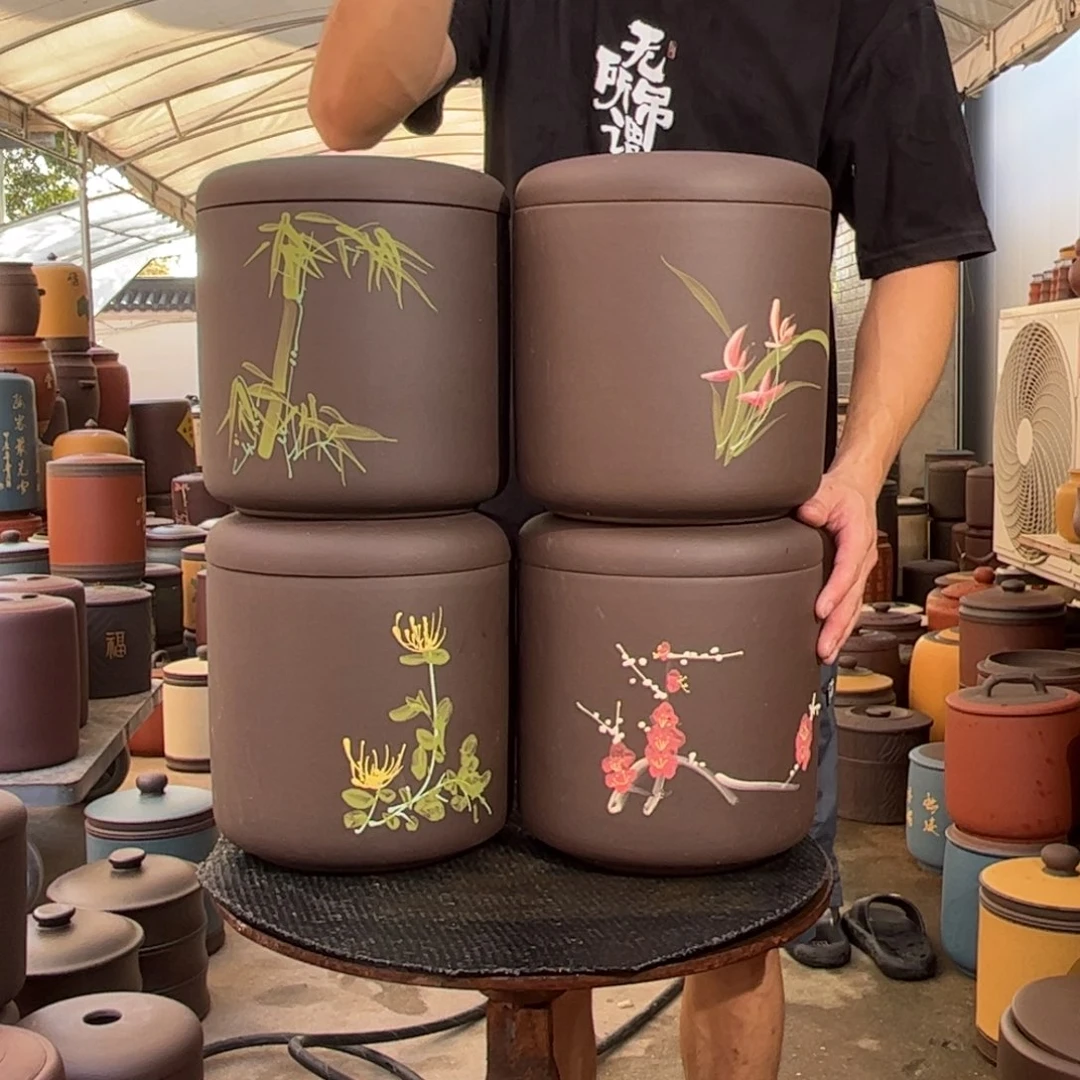 紫砂茶叶罐梅兰竹菊