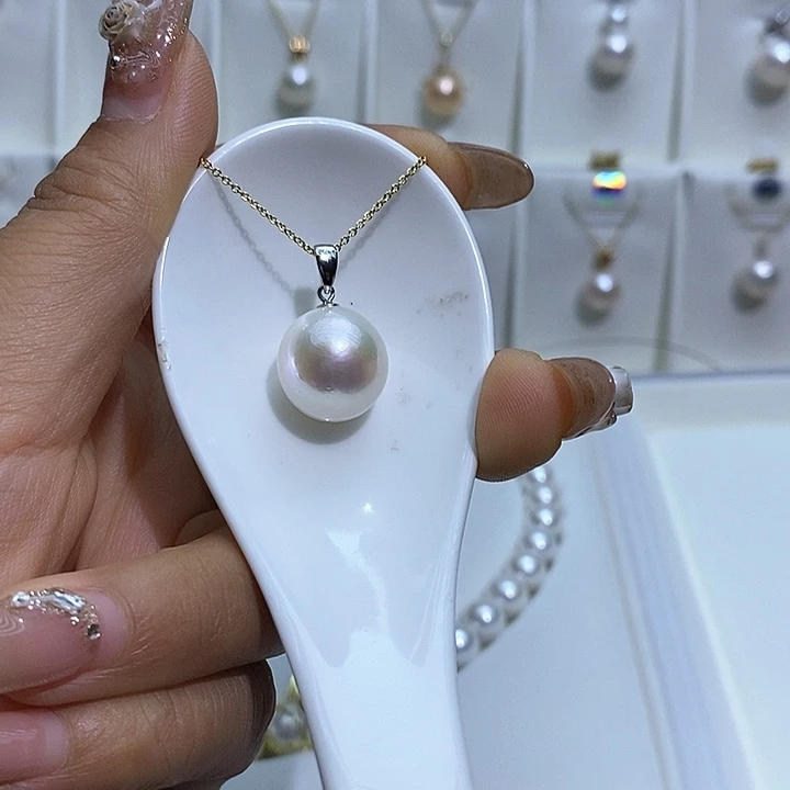 淡水珍珠银S925镶嵌吊坠赠合金链条