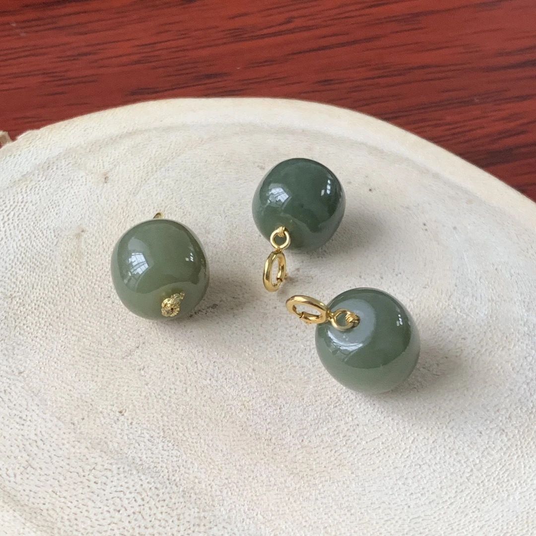 YY2209天然和田玉s925银且末蓝圆珠吊坠多样性发其一