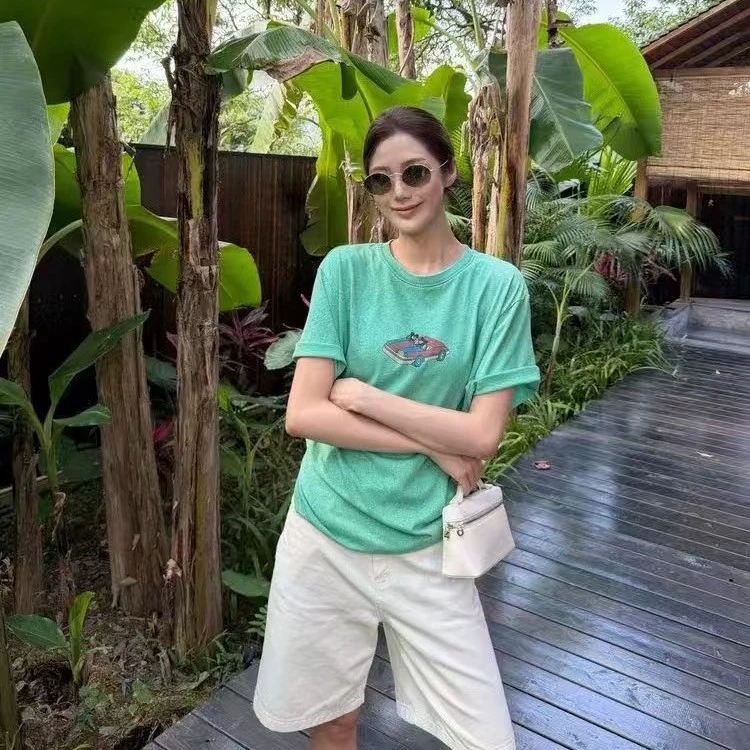 桃喜 早秋重磅水洗卡通汽车短袖