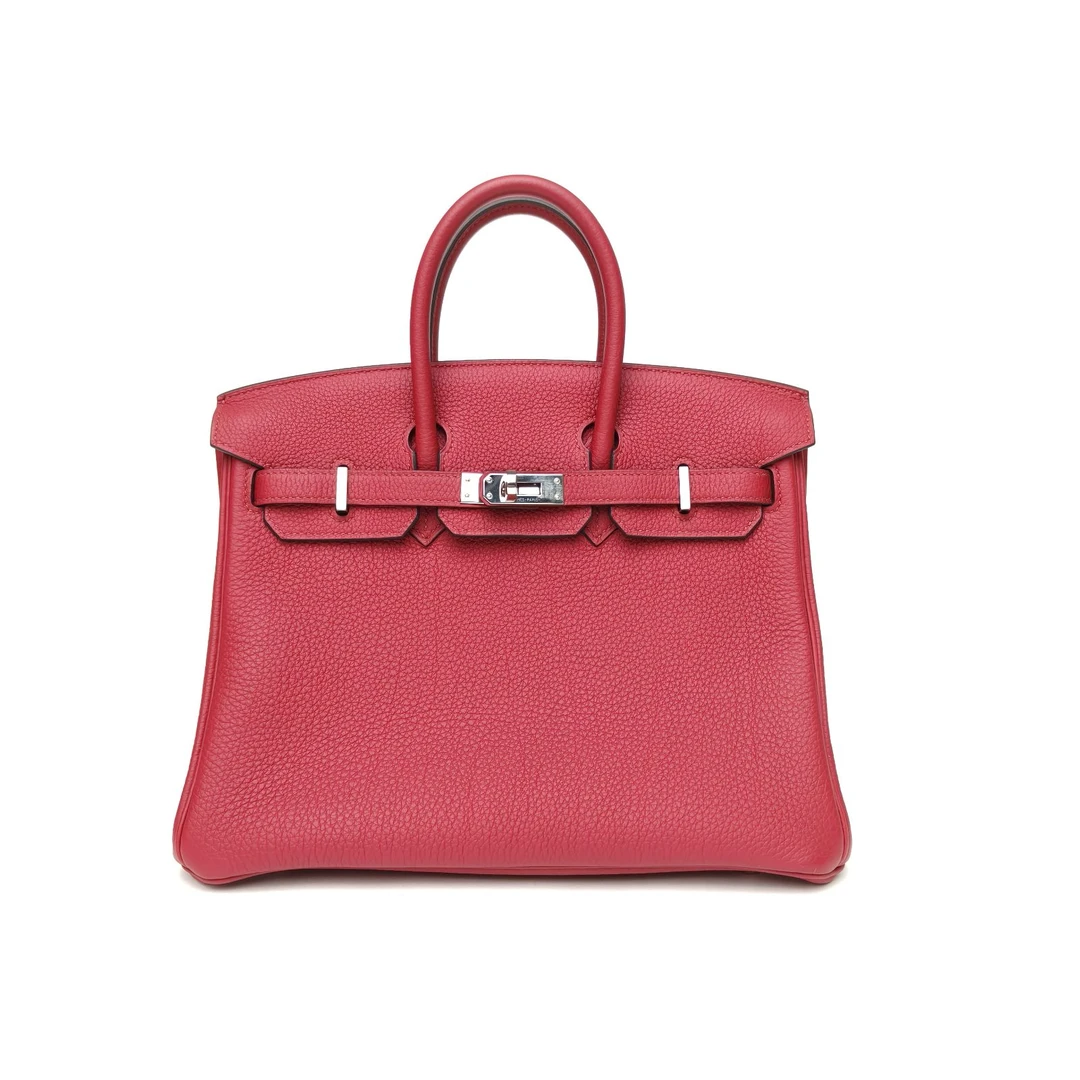 99新 Hermes/爱马仕 【黑黑】Birkin 25 石榴红 D刻 银扣