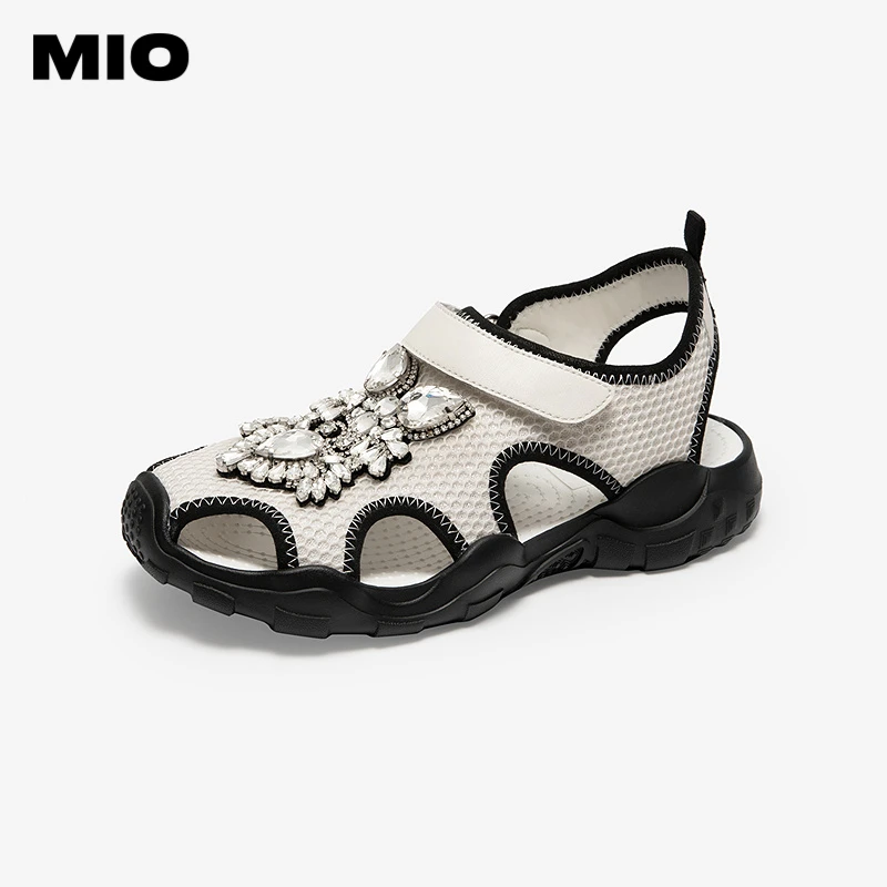 MIO米奥凉鞋女2025夏季新款厚底镂空透气闪钻时髦运动洞洞丑萌鞋M