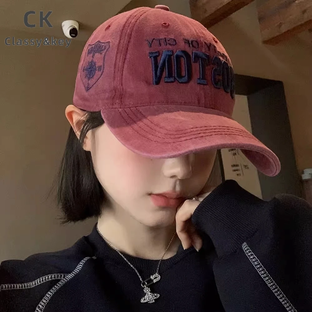 Classy key新加坡设计师联名款复古棒球帽女春夏季刺绣百搭鸭舌帽