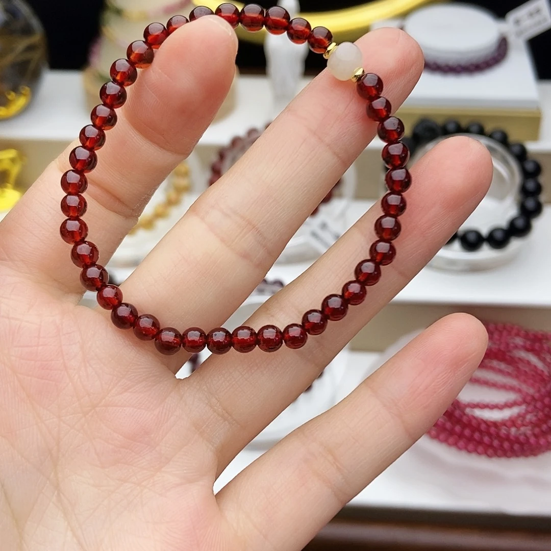 手链未镶嵌石榴石4.5酒红单圈15.5手围