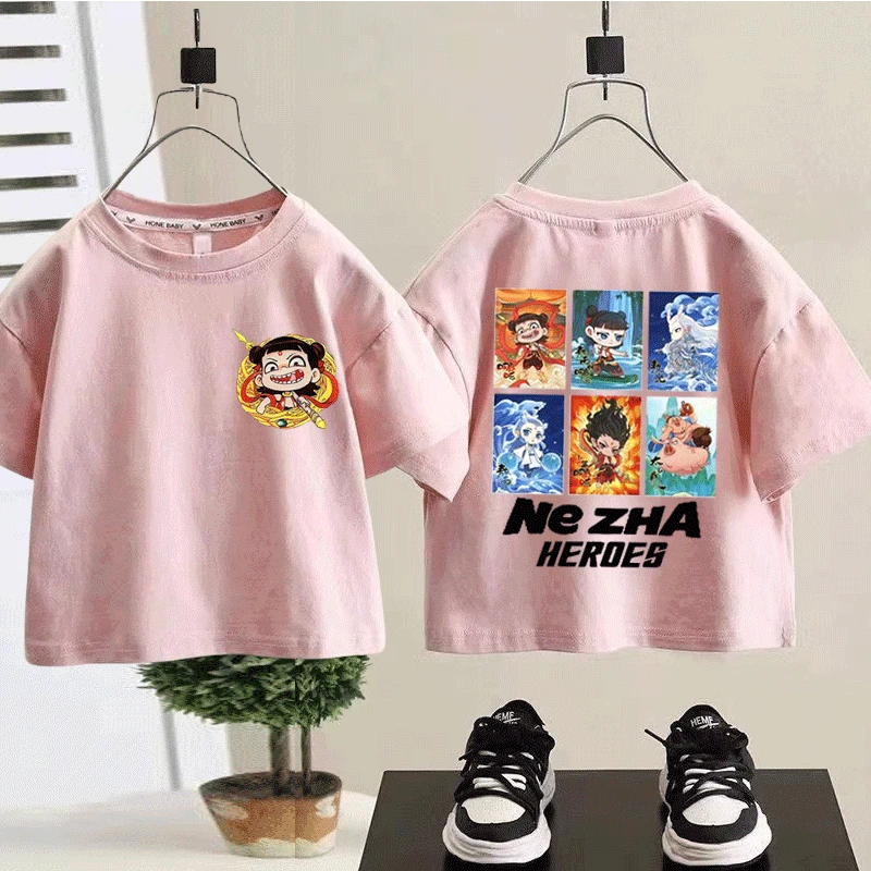 新款哪吒童装纯棉夏季儿童短袖宝宝T恤潮装男童女童洋气常规外穿t