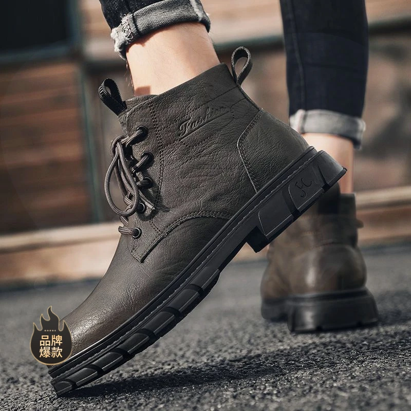 驾驶员开车专用鞋马丁靴男2025中帮男士新款潮男鞋英伦风工装皮靴
