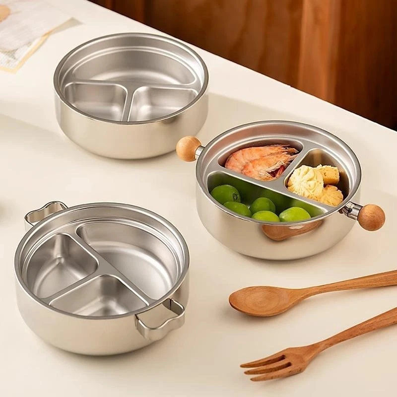 德国儿童餐盘316不锈钢吃饭碗分格碗食品级防烫宝宝餐具盘子