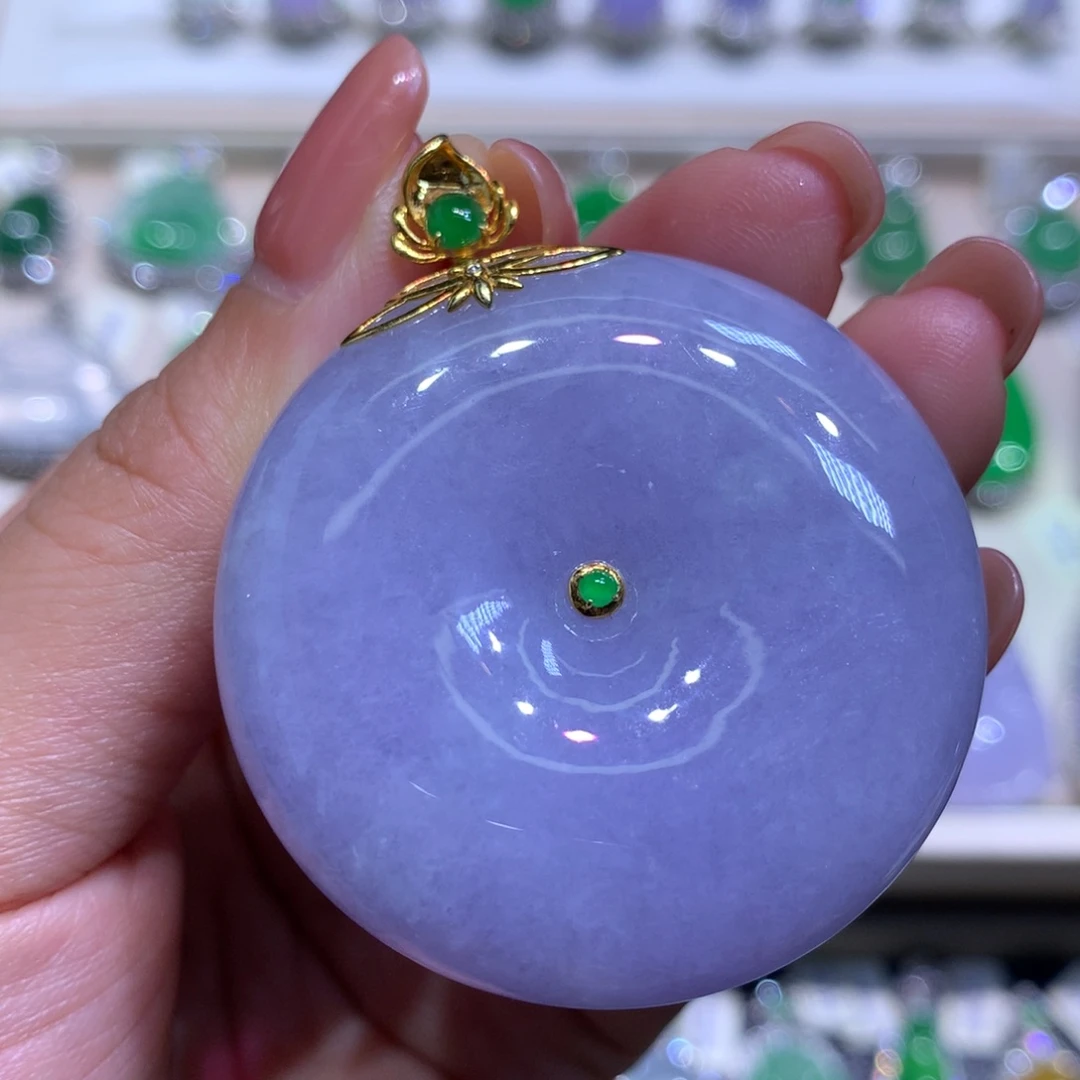 吊坠(不含链)18K金镶嵌翡翠