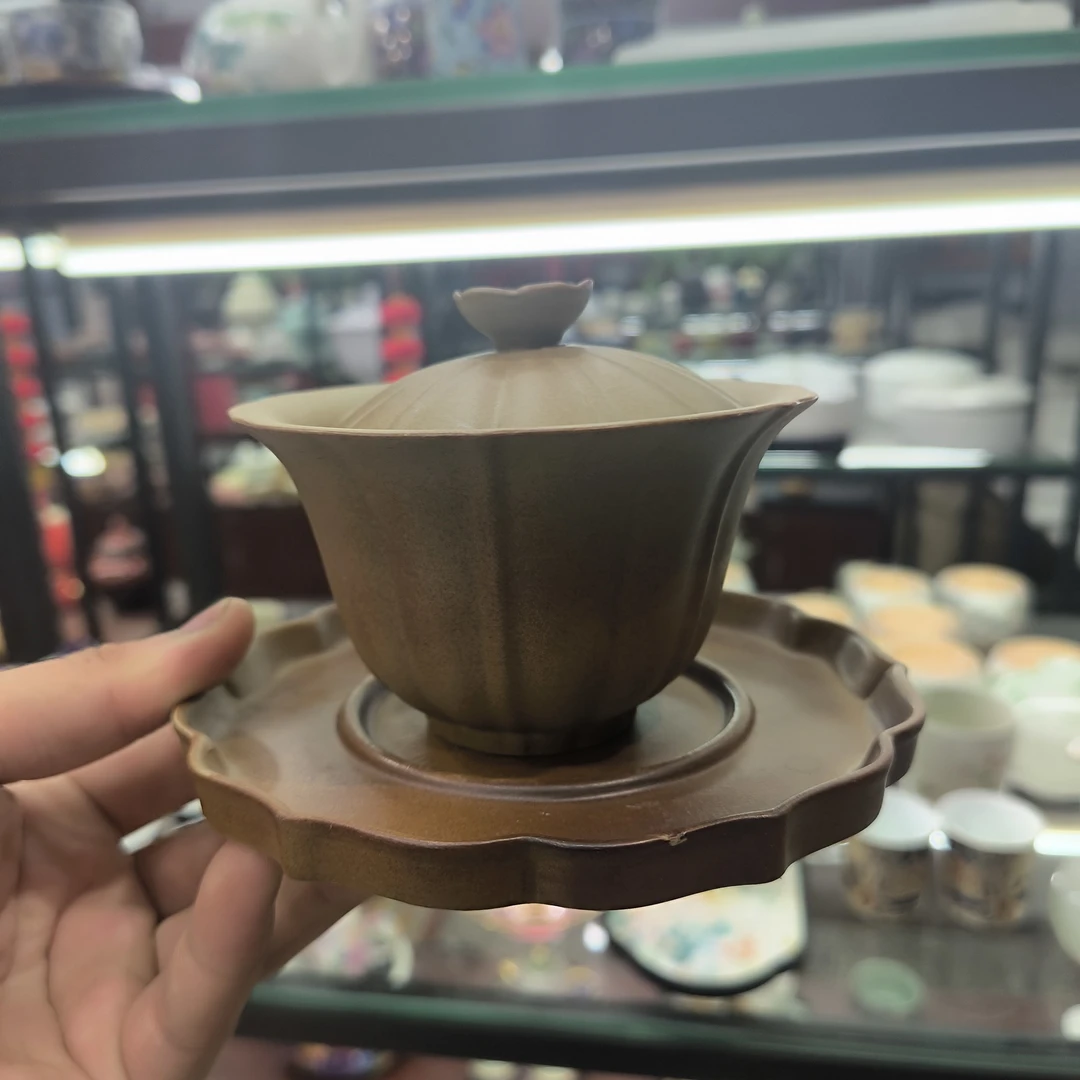 德化云仓 粗陶三才盖碗-3957