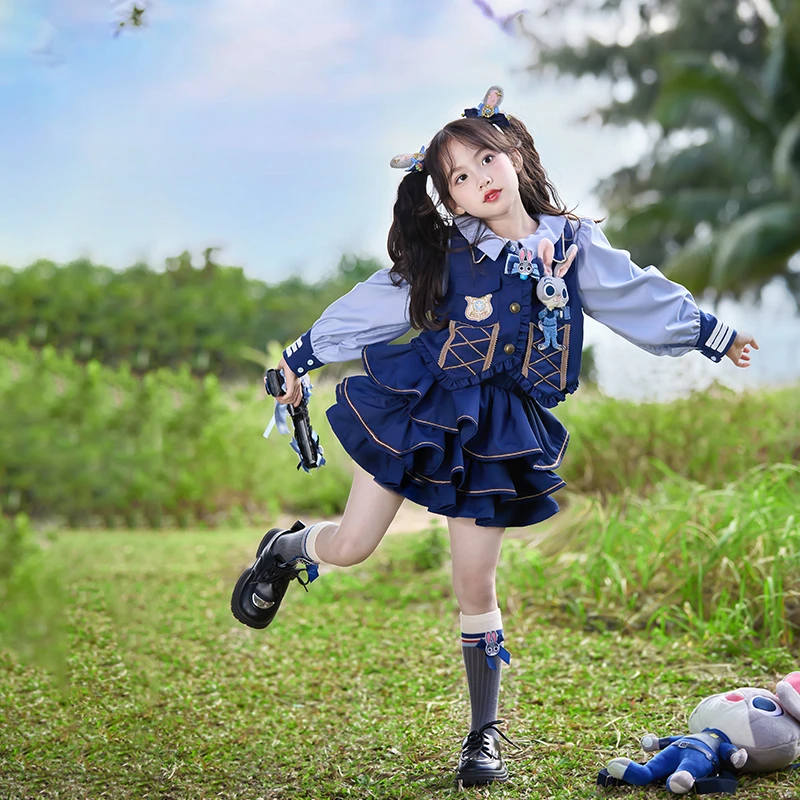 66公主童装女童套装裙兔子警官洋气三件套 25S049