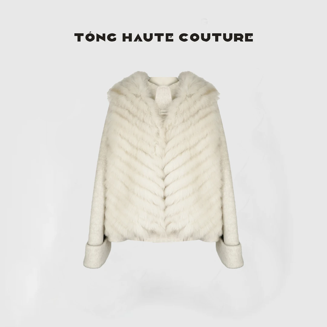 【初念】冬季新款高支羊毛拼接狐狸毛马甲+大衣两件套装 YW663