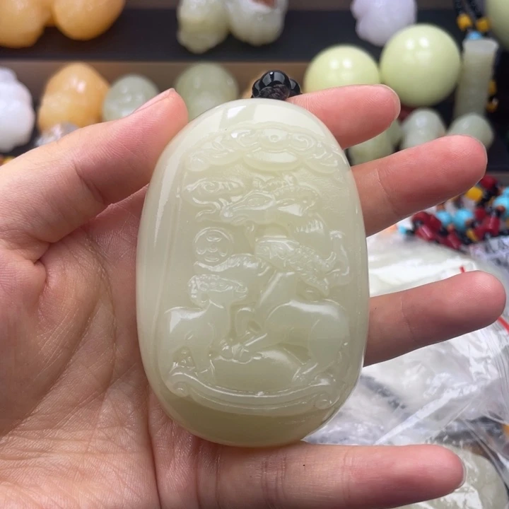 福***缘石材天然古青石手把件