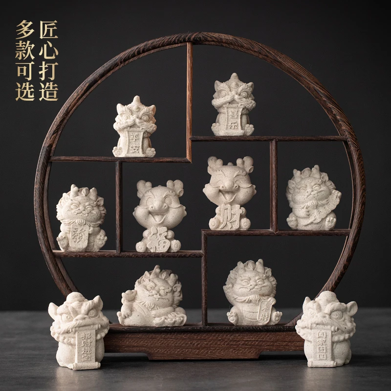 高档创意醒狮可吸水摆件茶宠家用紫砂陶瓷功夫茶具配件可爱小茶玩