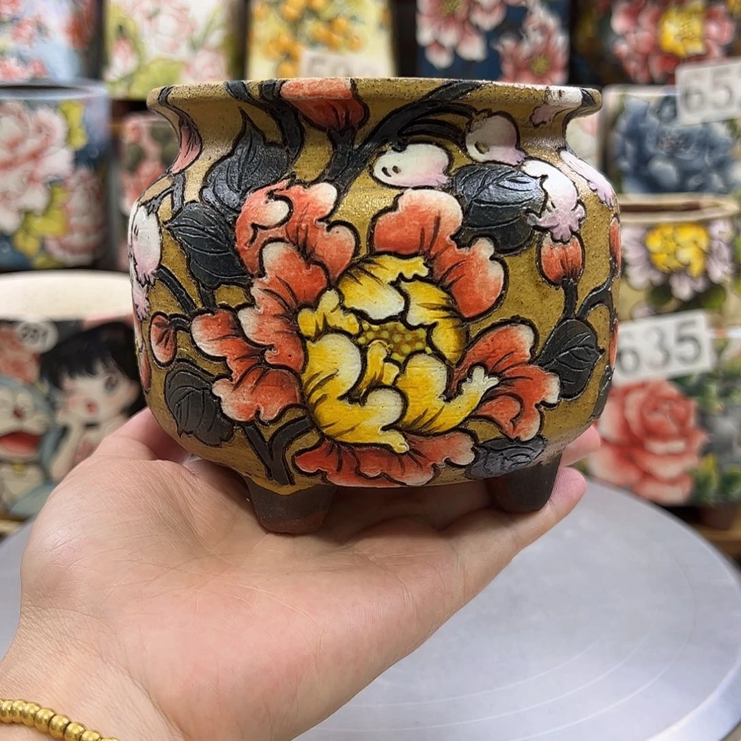 景德镇炫彩手绘景德镇陶瓷花盆