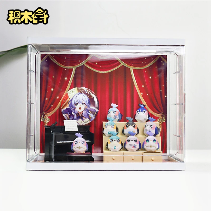 舞台展示盒适用崩坏星穹铁道折纸小鸟收纳微缩钢琴模型吉它吧唧架