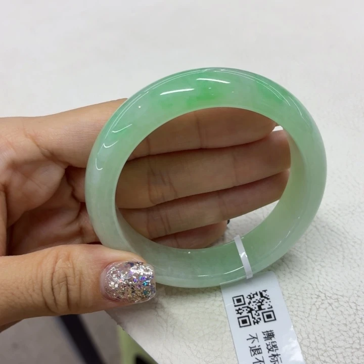翡翠未镶嵌手镯缅甸翡翠手镯54.4小宽版