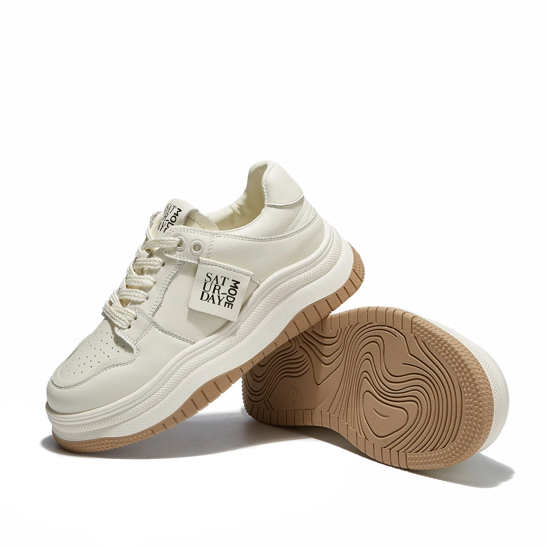 厚底小白鞋女2025春季新款系带防滑运动休闲鞋板鞋H104