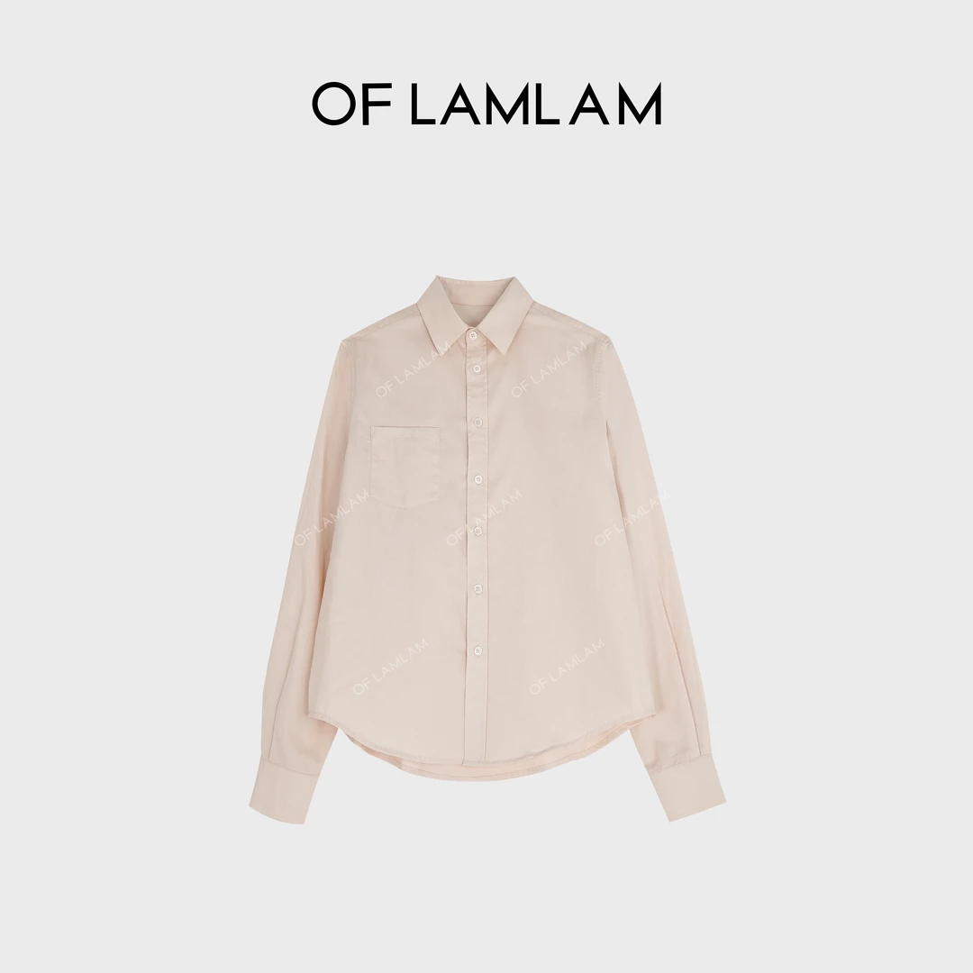 “粉雾纸感”柔感翻领小三角简约风精致百搭衬衫 OFLAMLAM M25T8052