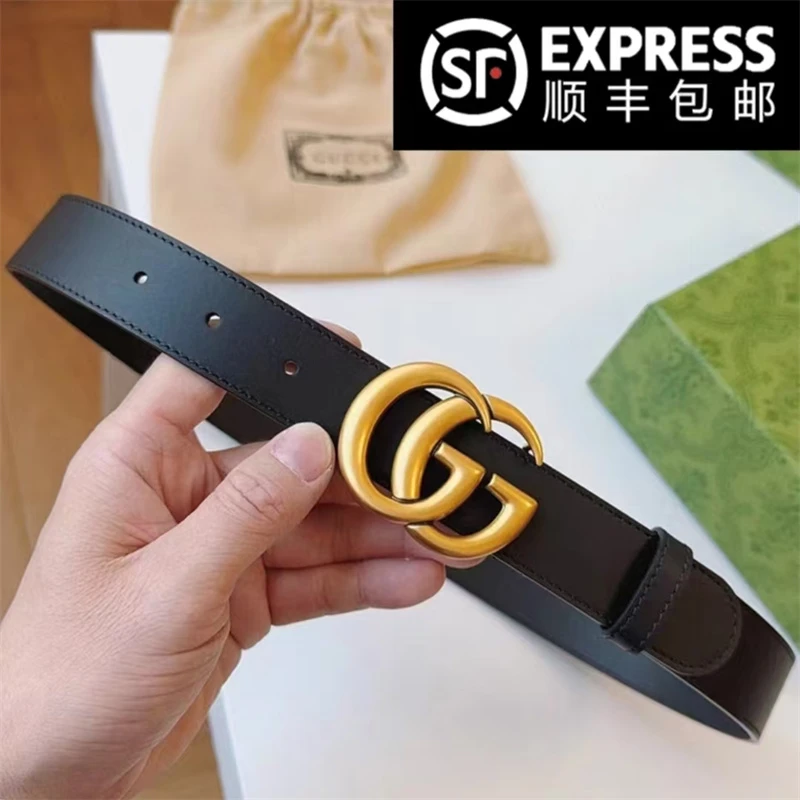 GIOIO男女双g腰带新款字真皮带经典压花年轻人商务时尚休闲裤百搭