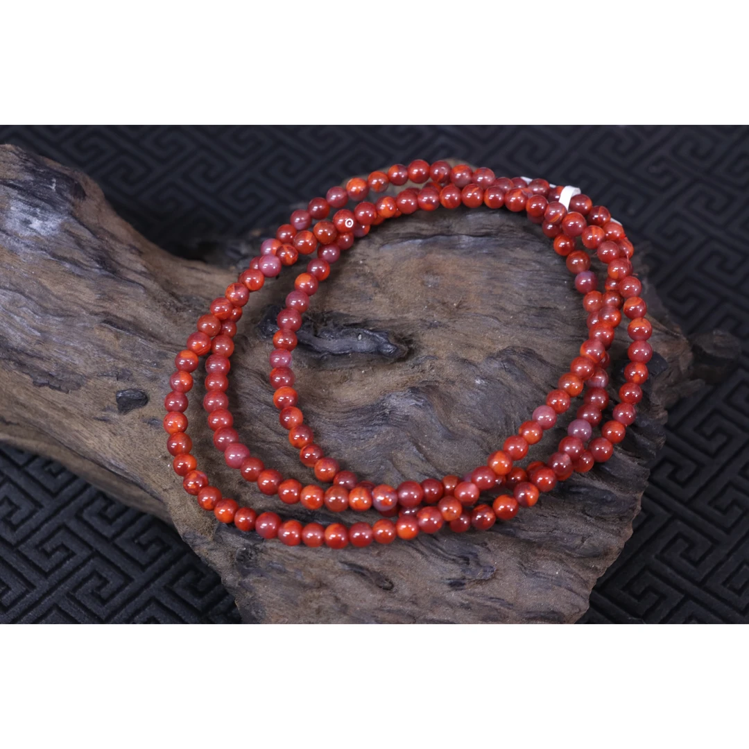 1原矿无优化天然南红瓦西玫红火焰纹多圈4mm左右有纹裂慎拍