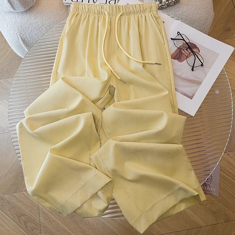 MISU/糜素裤子女夏季薄款2025新款莱赛尔垂感松弛感冰丝阔腿裤