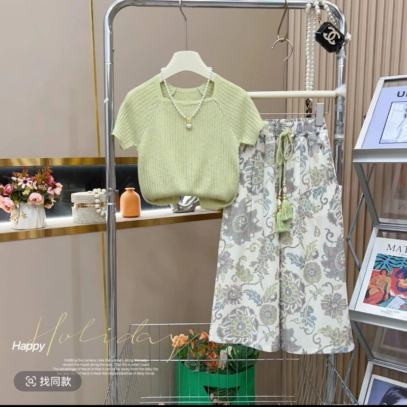 女童夏季短袖套装2025新款6-12岁中大童新女友洋气时尚休闲防蚊裤