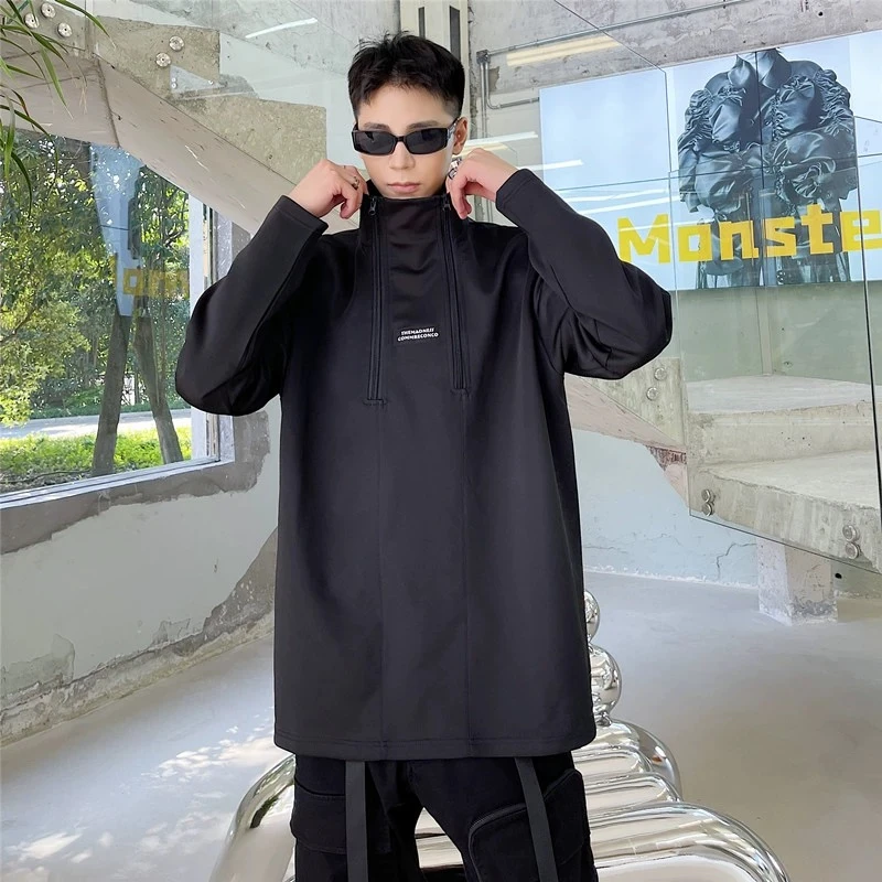 6137套头太空棉卫衣拉链装饰春秋休闲百搭宽松潮流上衣