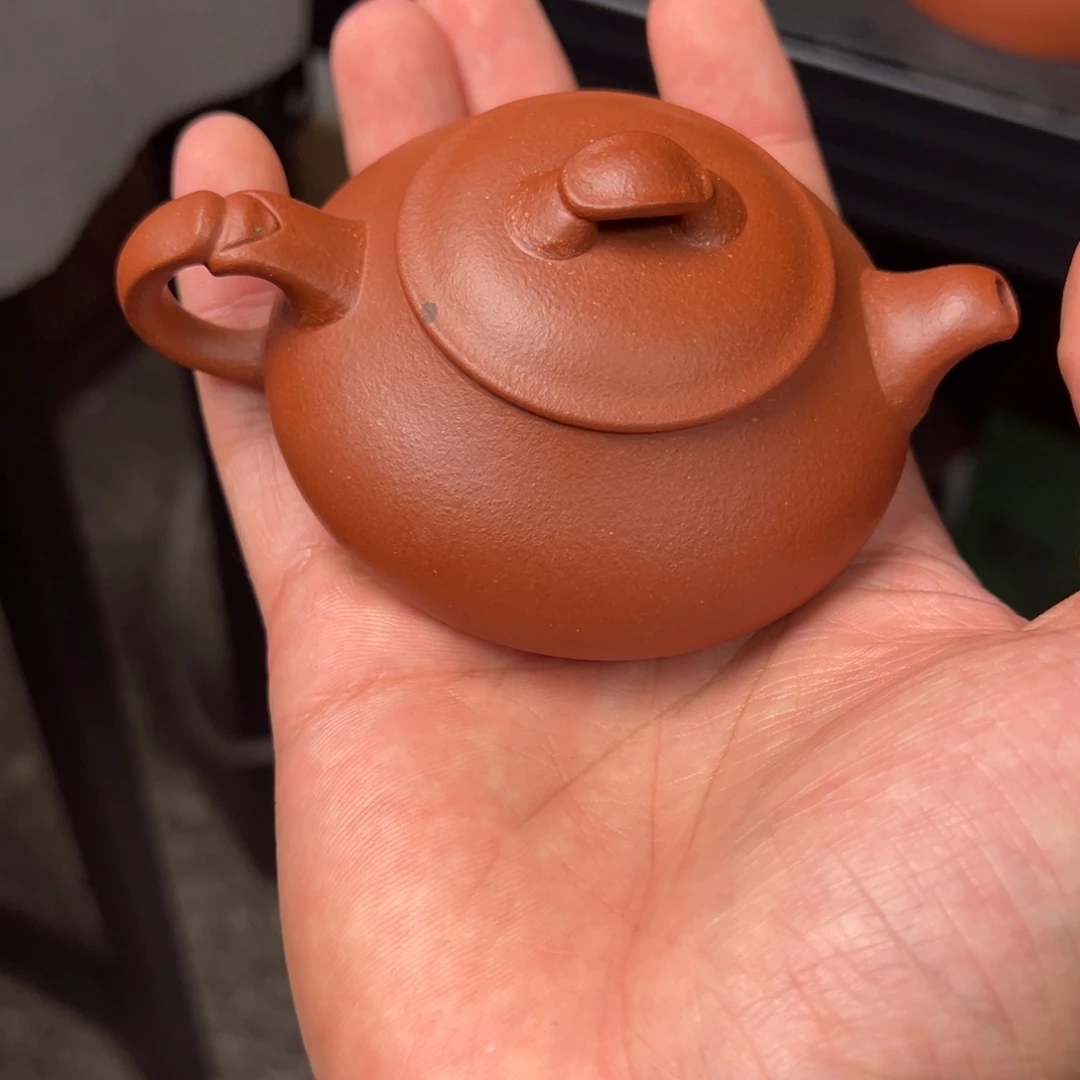 茶壶紫砂常*笑微瑕红降坡简瓢