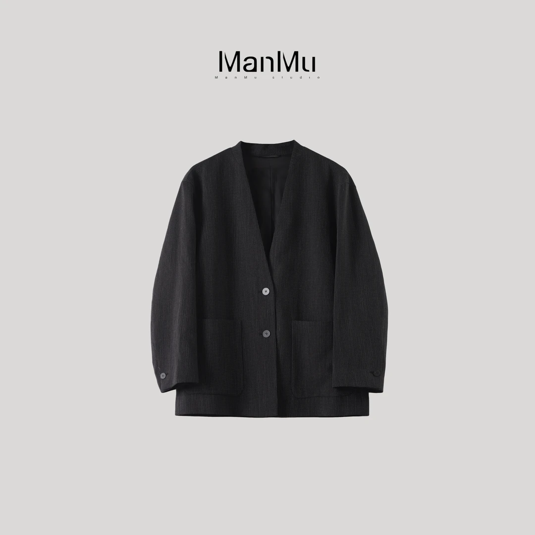 满目ManMu 【张琪专属】秋季时尚通勤老钱风羊毛西装350136