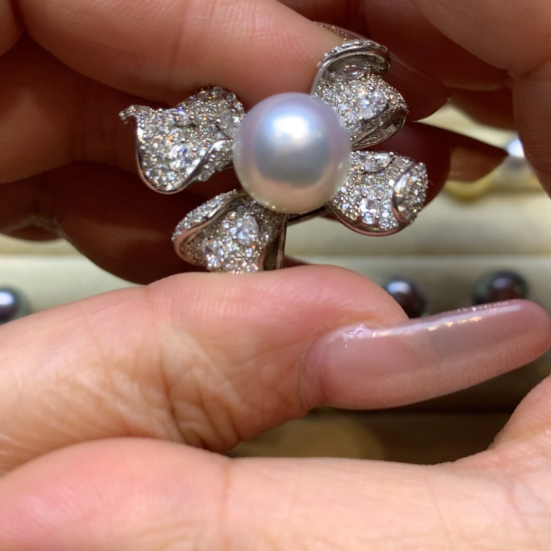 银S925镶嵌戒指海水珍珠