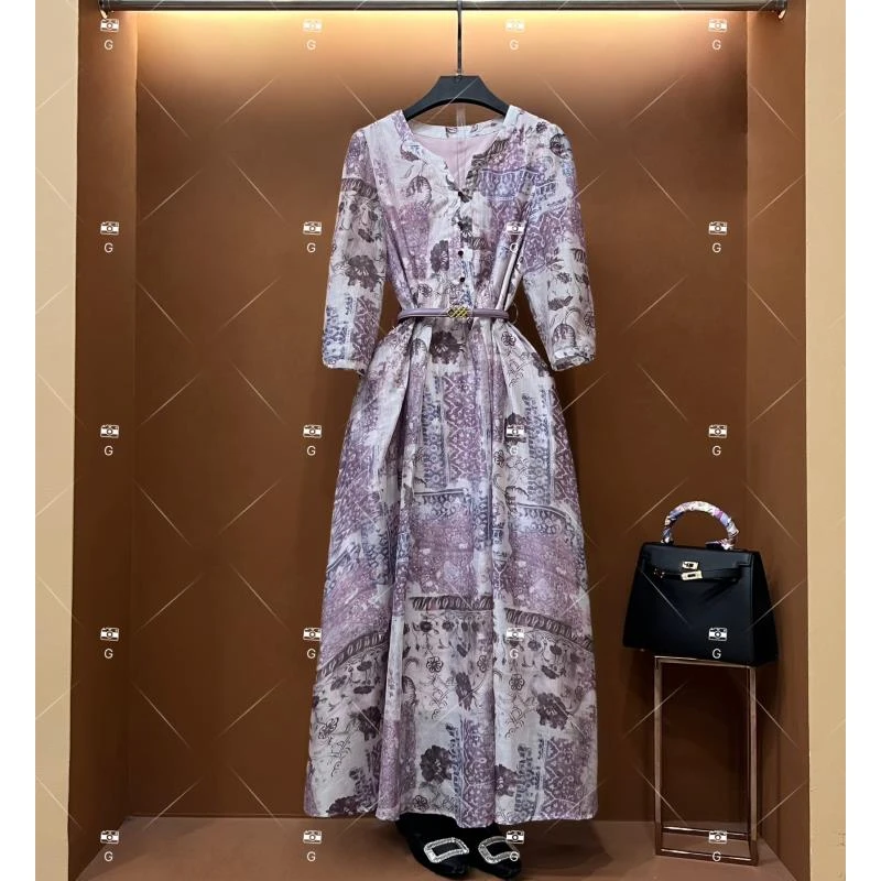 【丹】春夏丨设计师轻奢法式印花女士连衣裙 GS-56123