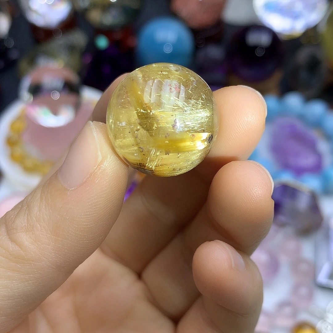 水晶珠宝半成品未镶嵌金钛晶单珠21.2mm