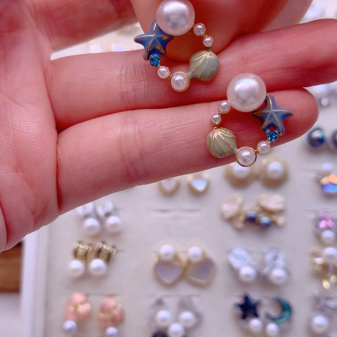 合金耳饰淡水珍珠