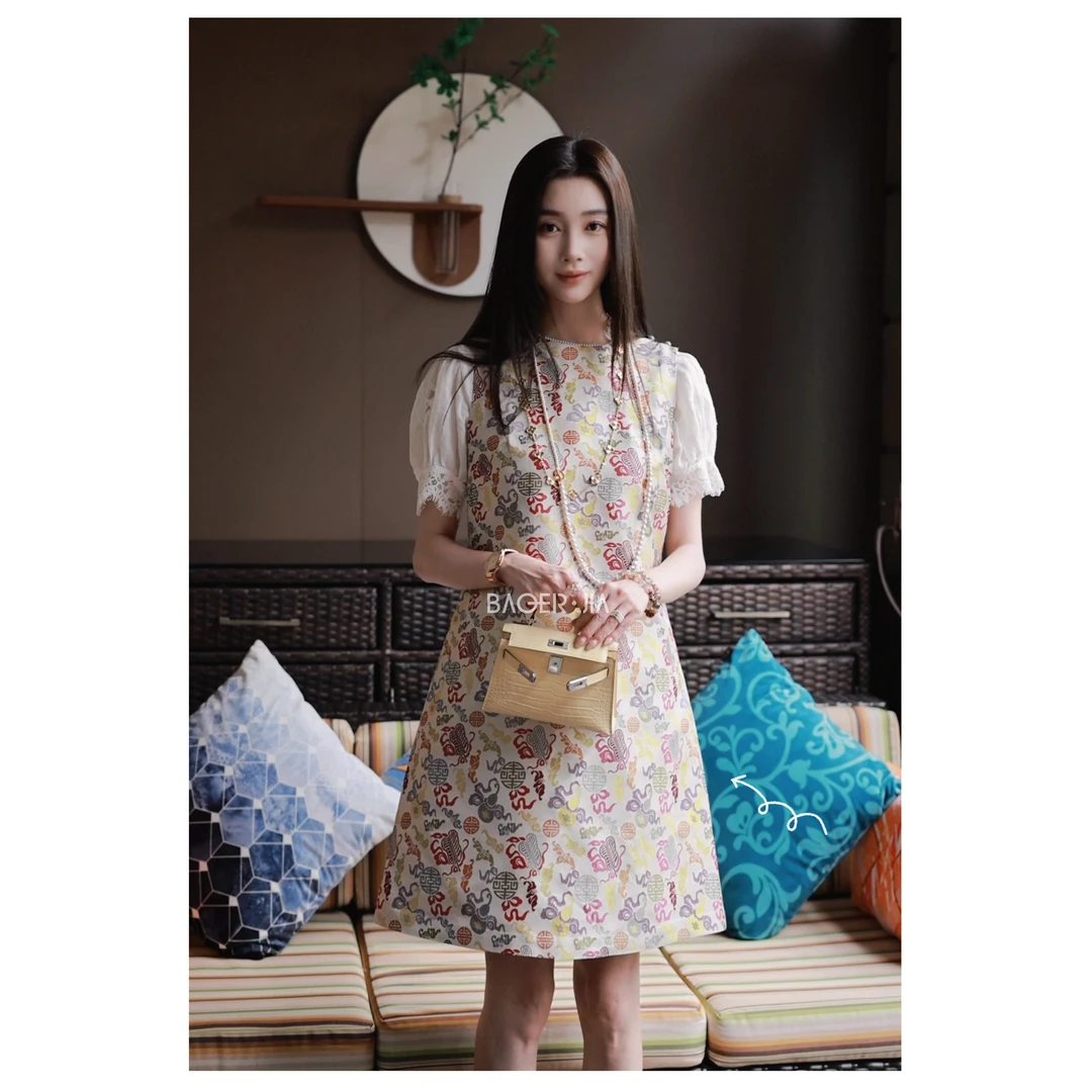 9-【八宝福禄】宝儿家含幂BE39325103春夏国风八宝葫芦纹样桑蚕丝裙