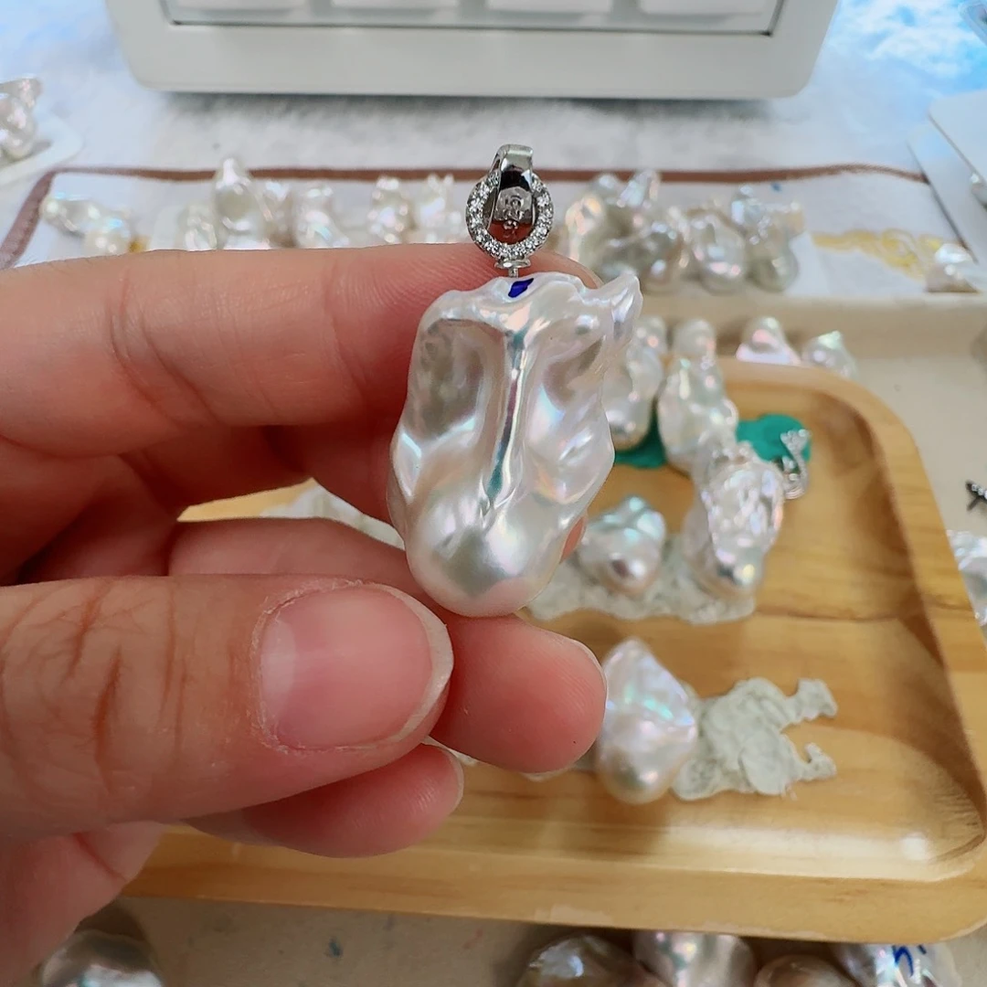 淡水珍珠银S925镶嵌颈饰槿*