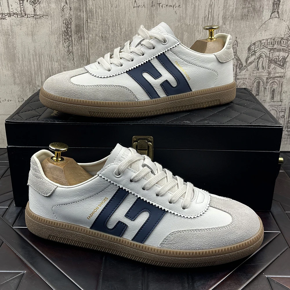 头层牛皮男鞋运动阿甘鞋2025春季新款牛筋软底潮牌真皮休闲小白鞋