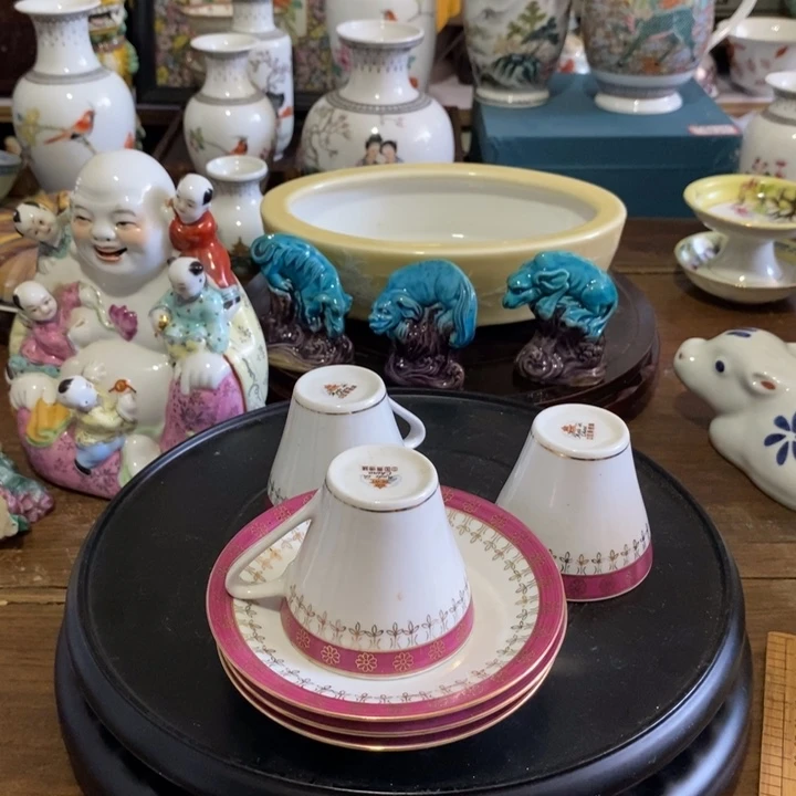 专***年其他手绘杯碟三套一起