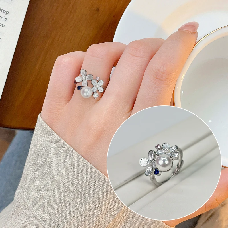 清货6-7毫米天然淡水无核珍珠戒指A268号