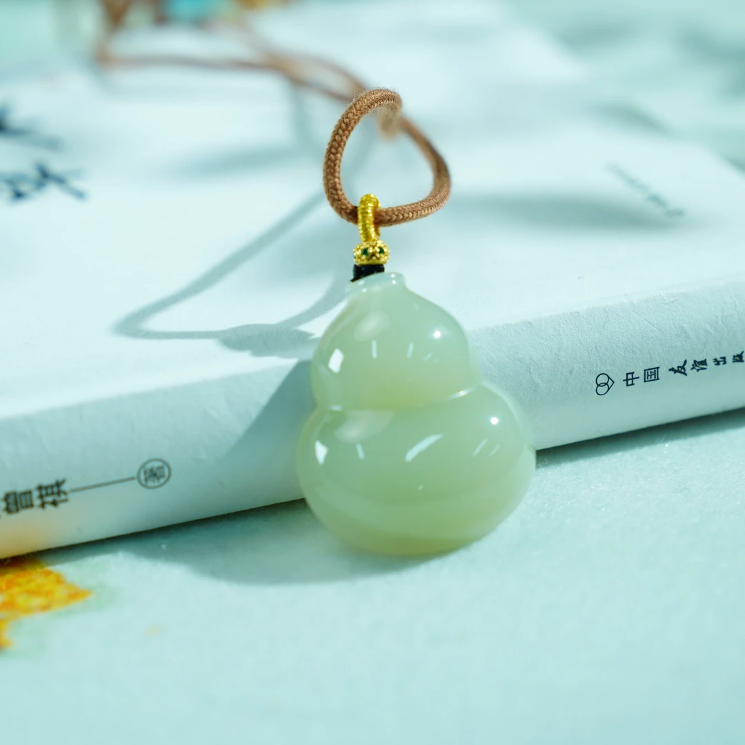 【睿泽&小池专属】S925和田玉蜂蜜水大葫芦绑绳吊坠 KT0610005