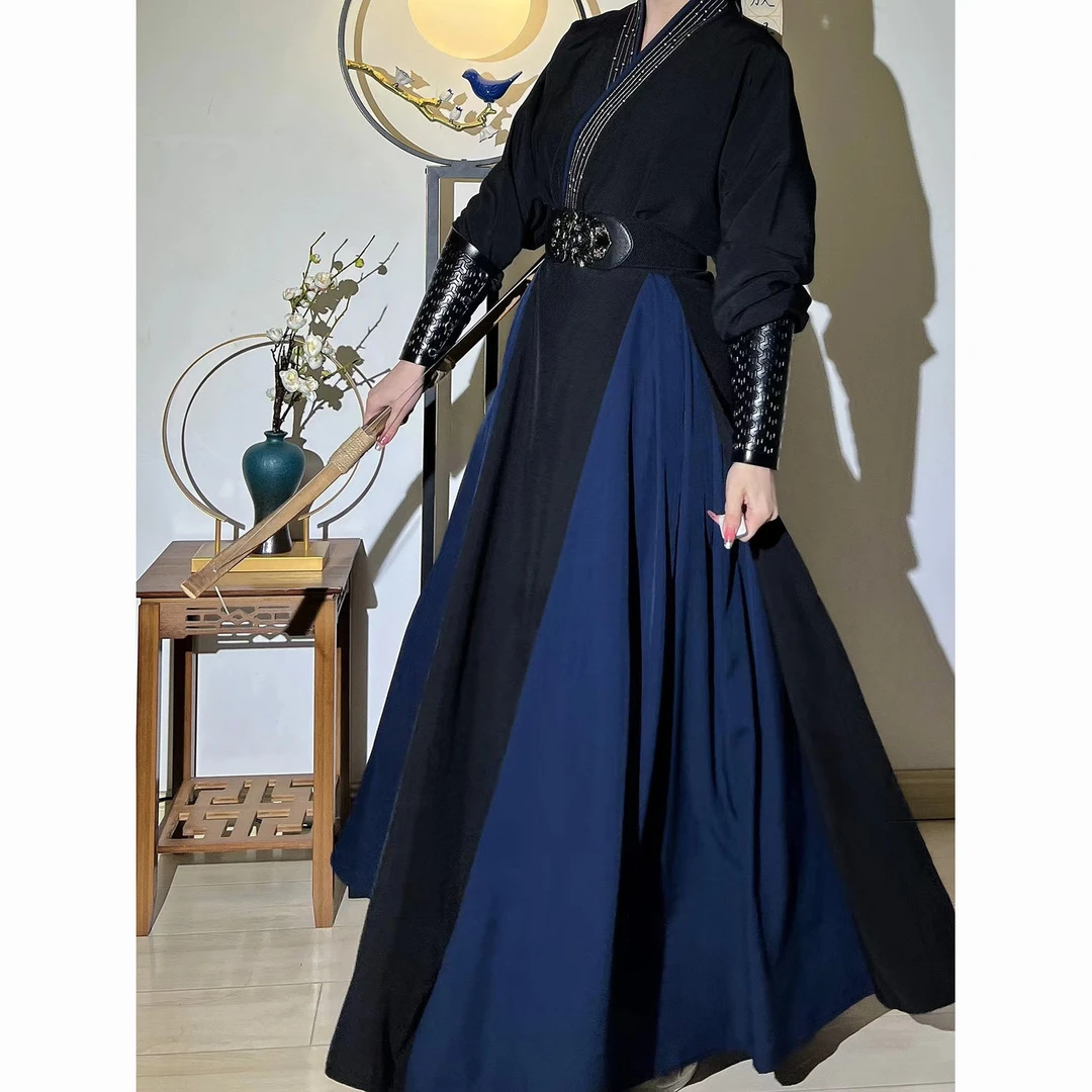 墨竹宋制汉服男款黑色侠客霸气飘逸交领提花日常学生套装情侣春秋