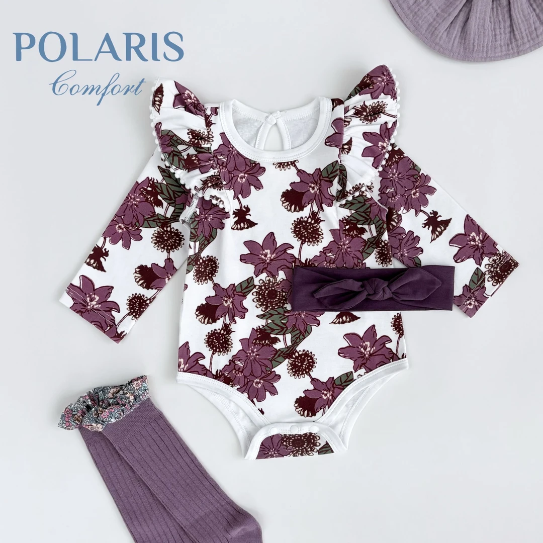 POLARIS | 紫莺花 | 宝宝秋冬衣服小众飞袖A类纯棉无骨女宝包屁衣
