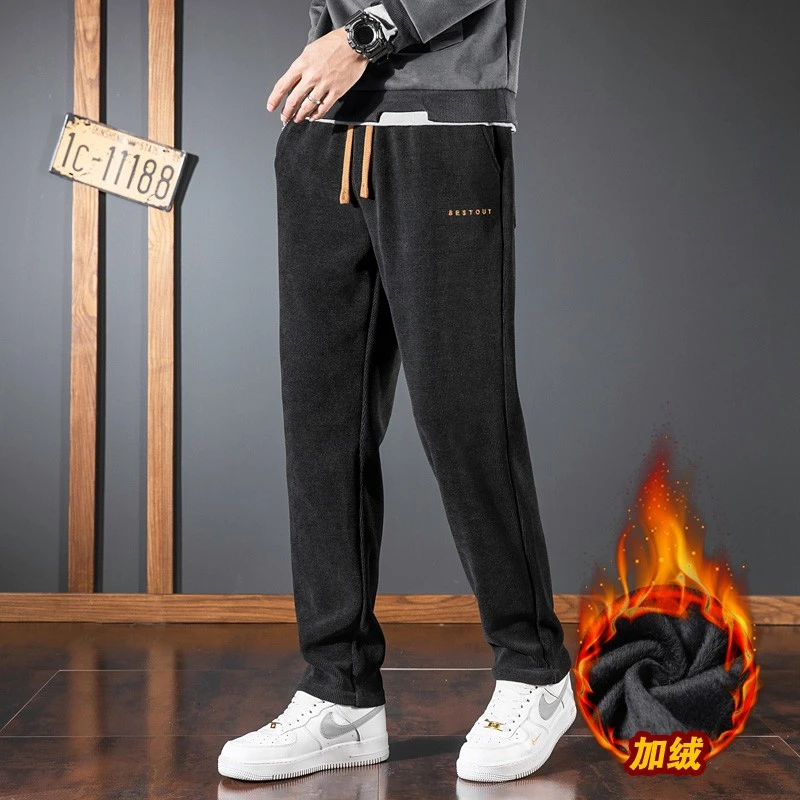 2025秋冬季新款直筒高级感男裤休闲百搭九分裤百搭加绒加厚长裤