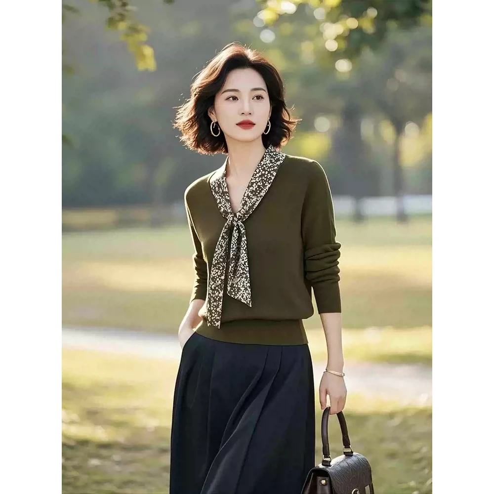 洋气欧货潮时髦超好看独特漂亮高端精致绿色针织女早春毛针织衫