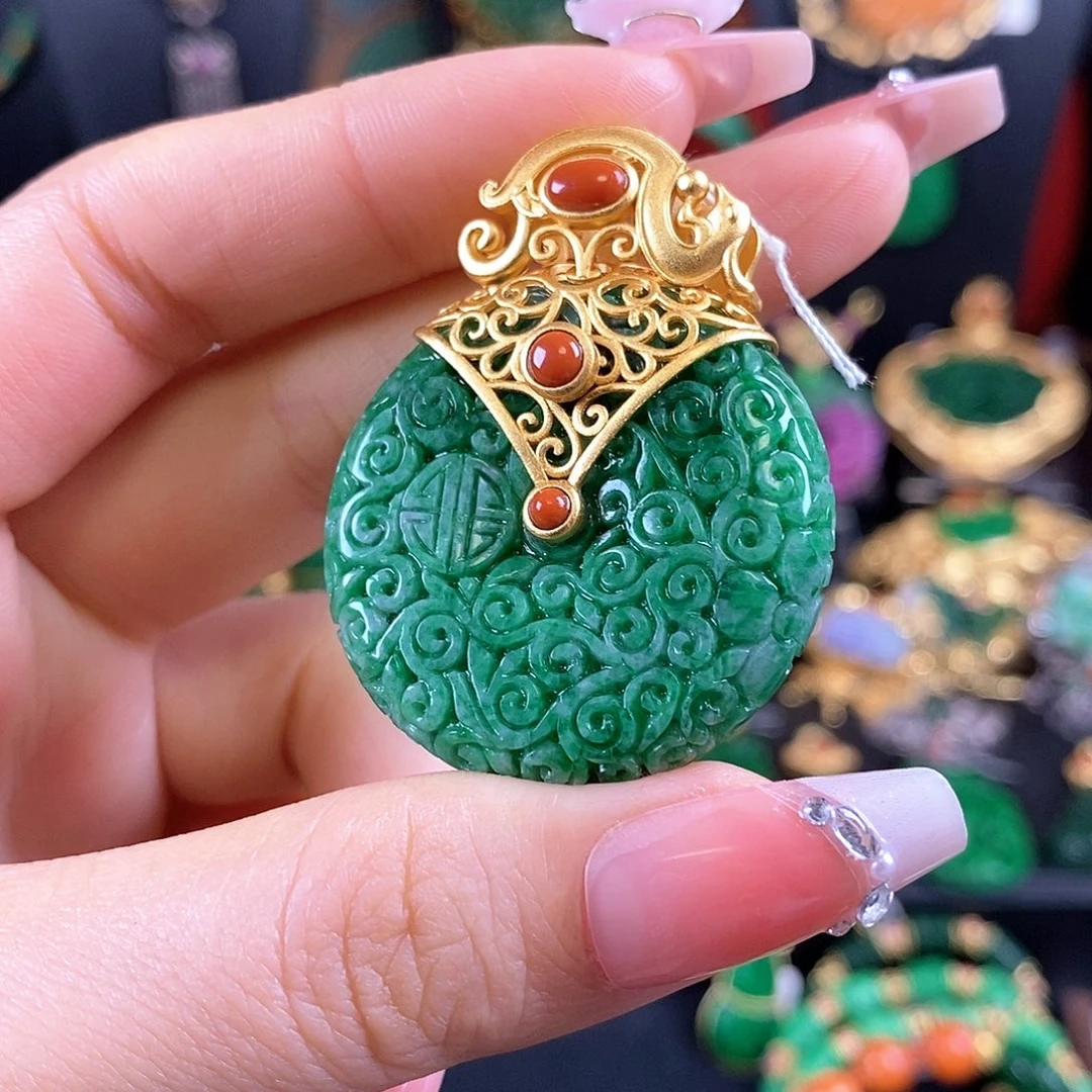 翡翠银S925镶嵌颈饰吊坠