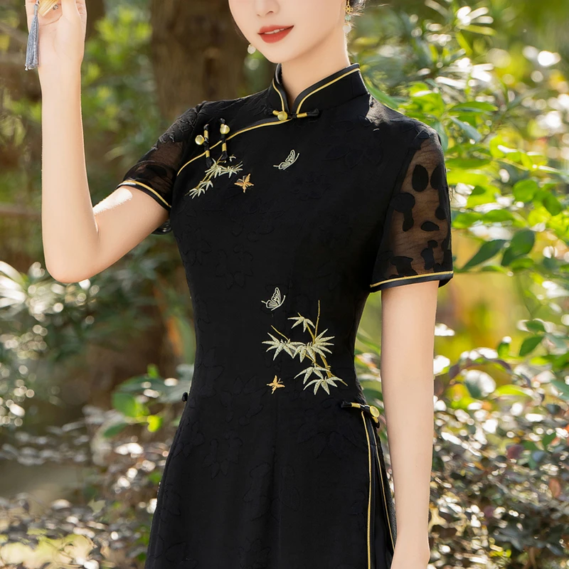 新中式绝美旗袍2025新款高端民国风晚礼服夏季气质日常可穿连衣裙