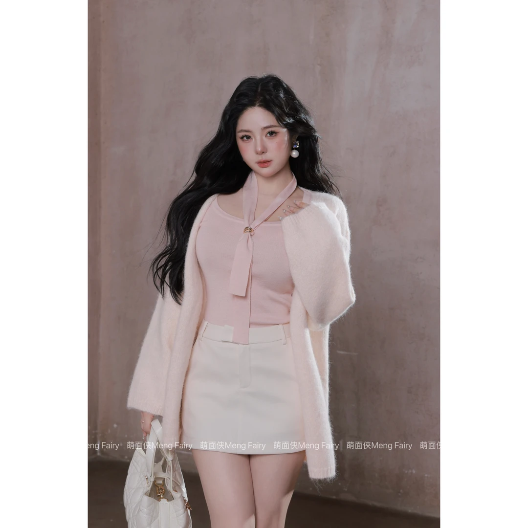 清清萌面侠【软糯外套】秋冬纯色羊毛云朵感毛衣外套5937B