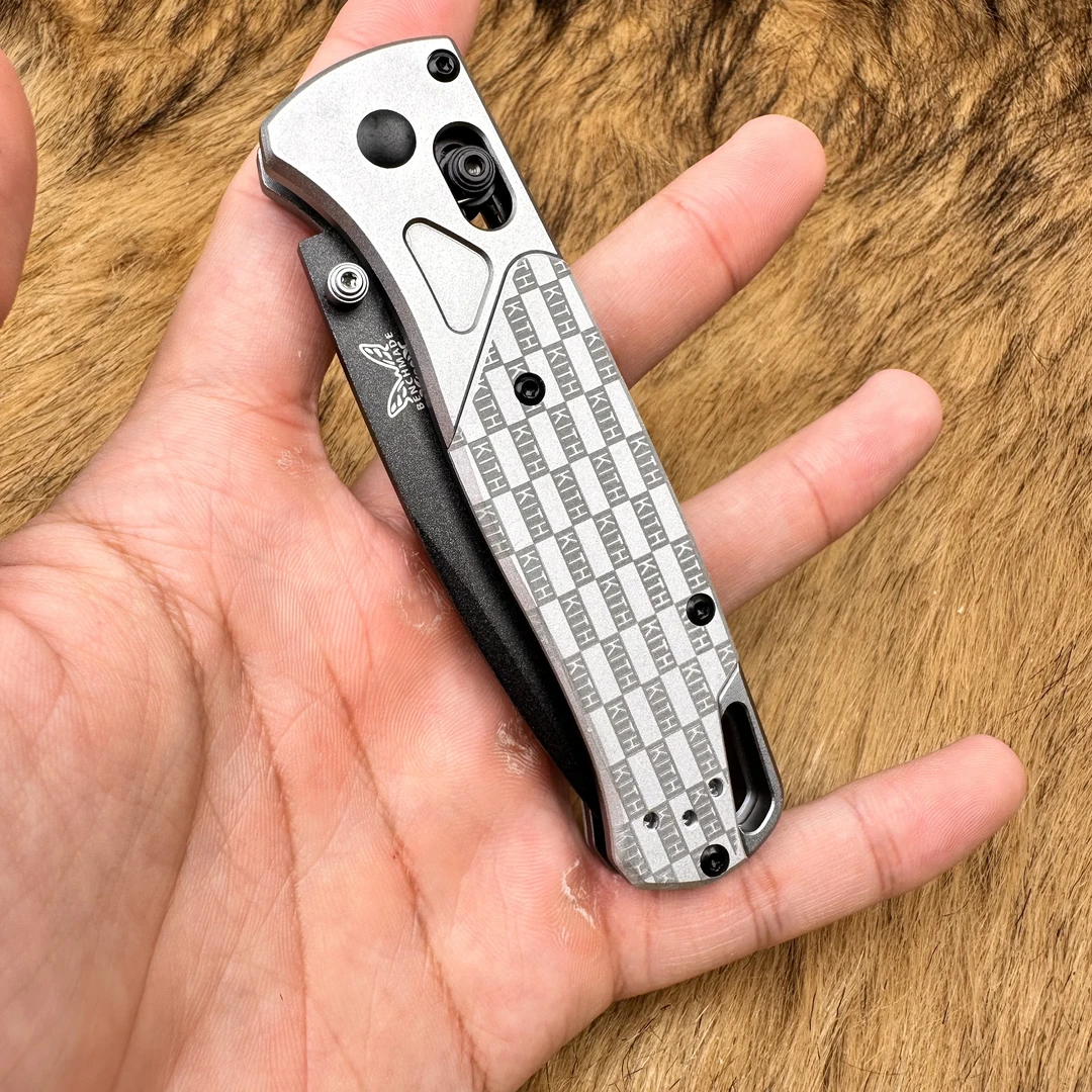 【限量】正品蝴蝶KITH联名钛合金刀柄石洗磨砂M390手工刀