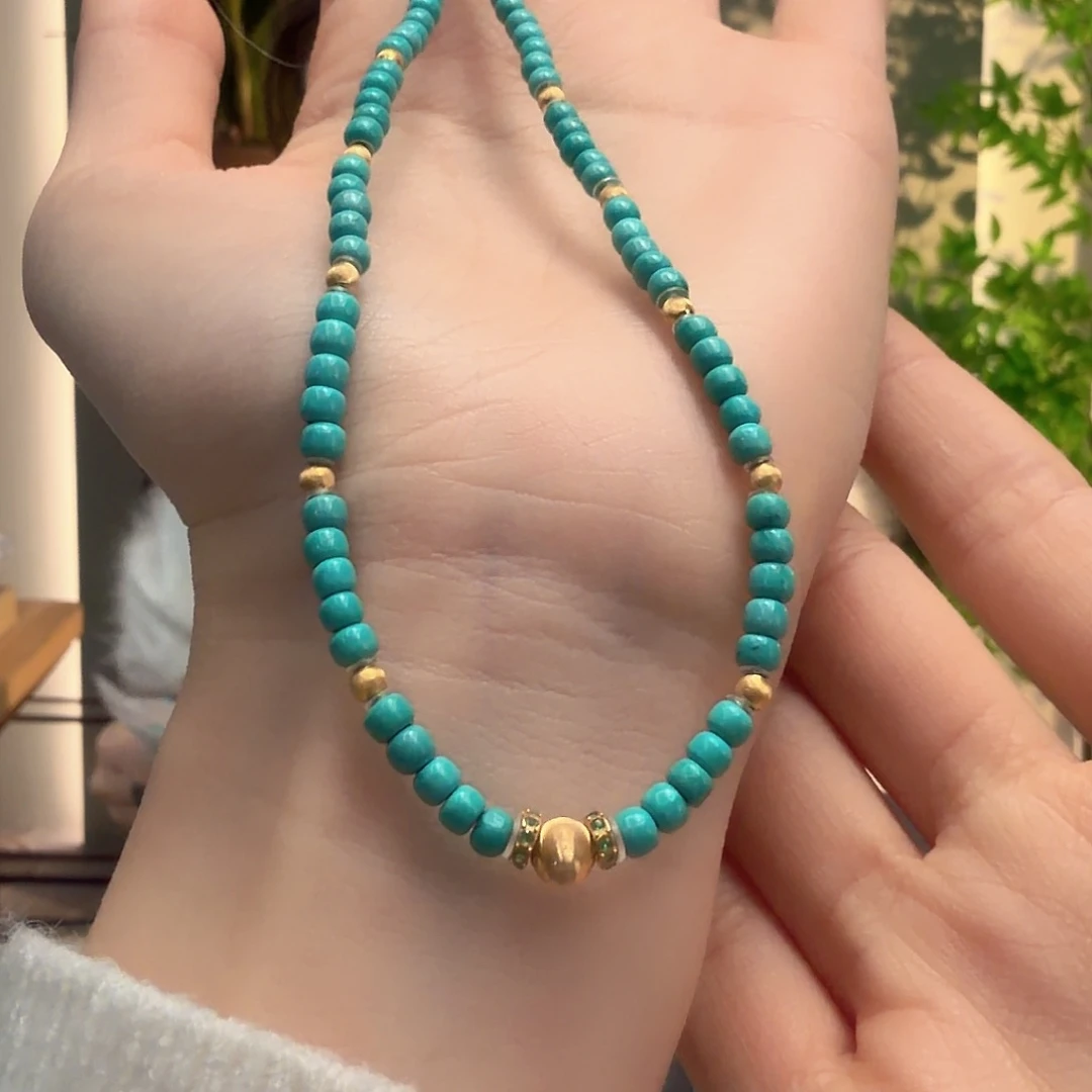 绿松石18K金镶嵌颈饰